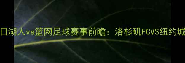 图片 12月12日湖人vs篮网足球赛事前瞻：洛杉矶FCVS纽约城队深度