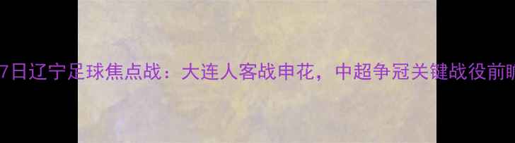 图片 17日辽宁足球焦点战：大连人客战申花，中超争冠关键战役前瞻