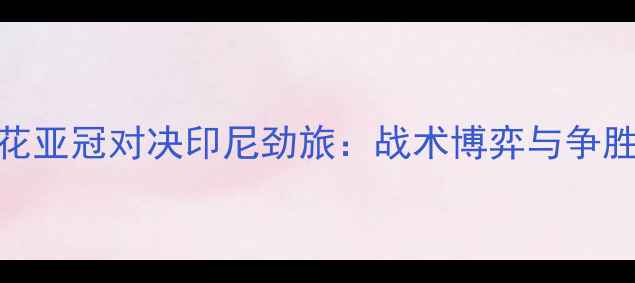 图片 上海申花亚冠对决印尼劲旅：战术博弈与争胜关键全