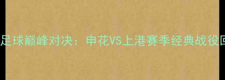 图片 上海足球巅峰对决：申花VS上港赛季经典战役回顾1