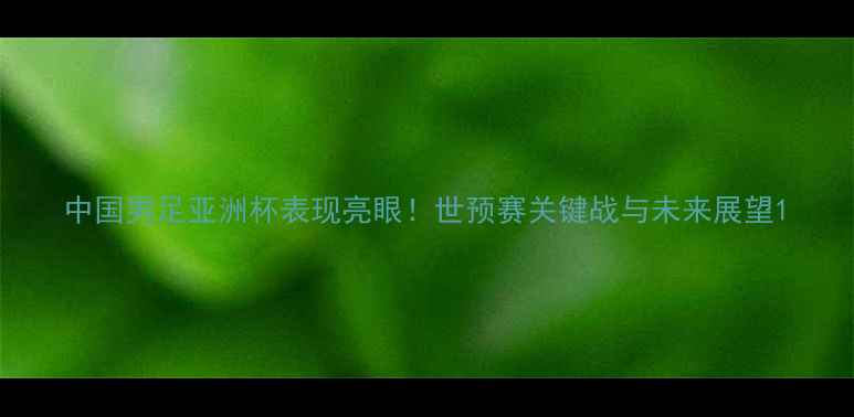 图片 中国男足亚洲杯表现亮眼！世预赛关键战与未来展望1