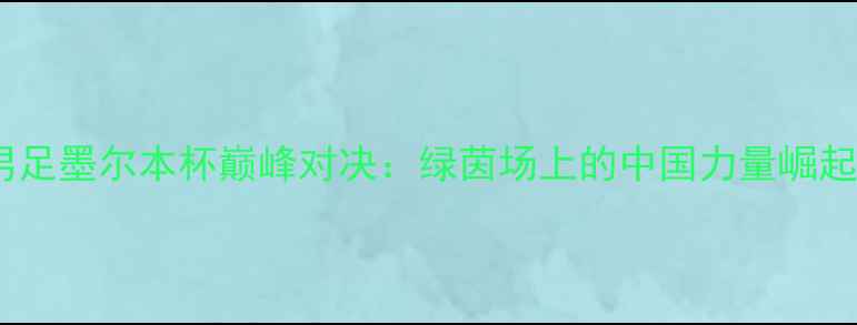 图片 中国男足墨尔本杯巅峰对决：绿茵场上的中国力量崛起之路2