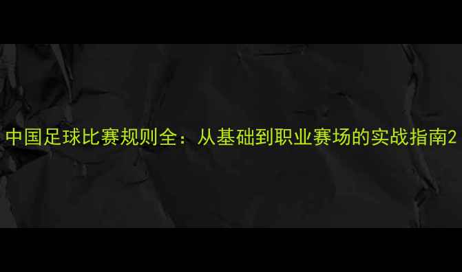 图片 中国足球比赛规则全：从基础到职业赛场的实战指南2