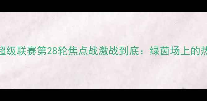图片 中国足球超级联赛第28轮焦点战激战到底：绿茵场上的热血与荣耀