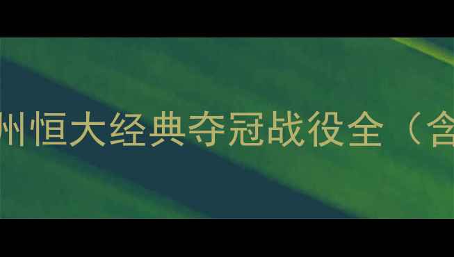 图片 中超冠军比赛：广州恒大经典夺冠战役全（含战术与历史意义）