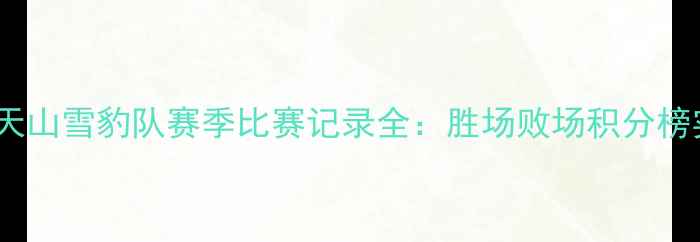 图片 中超新疆天山雪豹队赛季比赛记录全：胜场败场积分榜实时追踪2