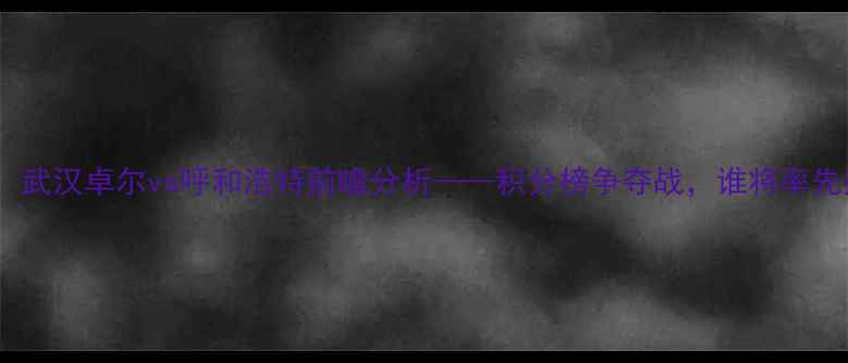 图片 中超焦点战：武汉卓尔vs呼和浩特前瞻分析——积分榜争夺战，谁将率先挺进前六？2