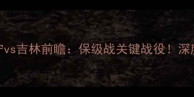 图片 中超第17轮辽宁vs吉林前瞻：保级战关键战役！深度两队攻防策略