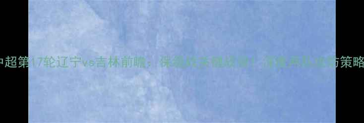 图片 中超第17轮辽宁vs吉林前瞻：保级战关键战役！深度两队攻防策略1