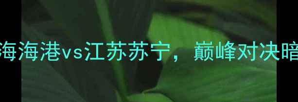 图片 中超第18轮：上海海港vs江苏苏宁，巅峰对决暗藏三大战术悬念