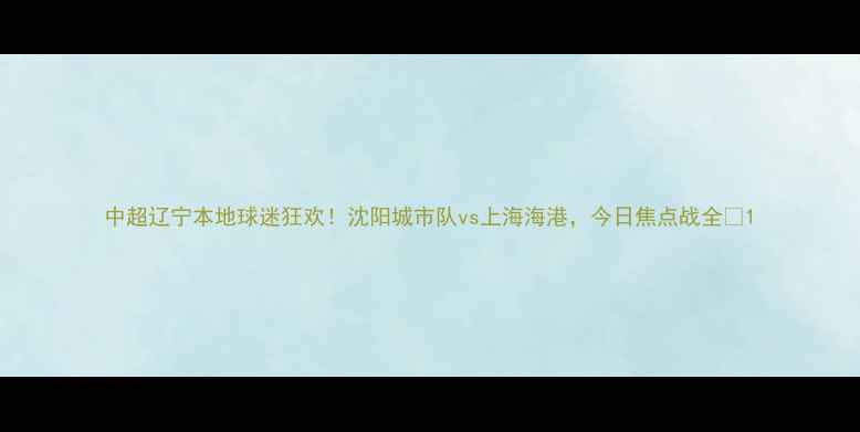 图片 中超辽宁本地球迷狂欢！沈阳城市队vs上海海港，今日焦点战全🔥1