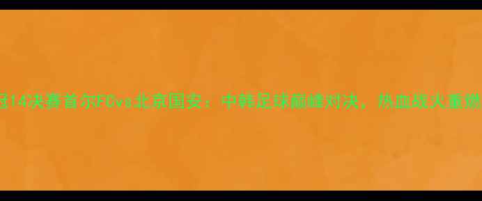 图片 亚冠14决赛首尔FCvs北京国安：中韩足球巅峰对决，热血战火重燃！1