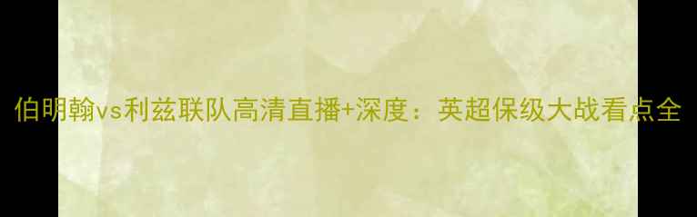 图片 伯明翰vs利兹联队高清直播+深度：英超保级大战看点全