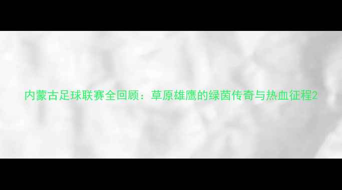 图片 内蒙古足球联赛全回顾：草原雄鹰的绿茵传奇与热血征程2