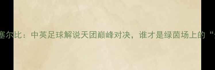 图片 史蒂芬李VS塞尔比：中英足球解说天团巅峰对决，谁才是绿茵场上的“金话筒”？1