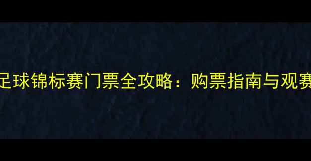 图片 国际足球锦标赛门票全攻略：购票指南与观赛指南