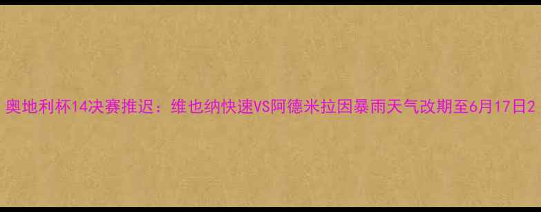图片 奥地利杯14决赛推迟：维也纳快速VS阿德米拉因暴雨天气改期至6月17日2