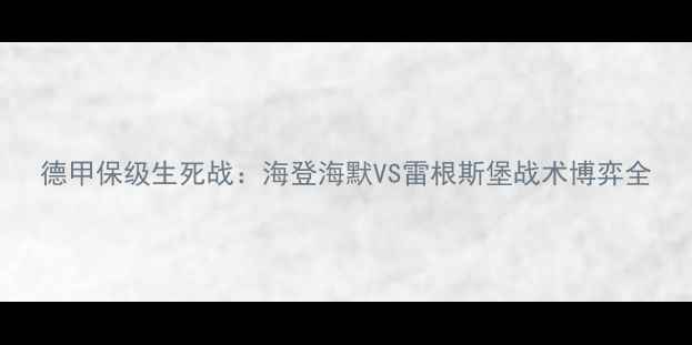 图片 德甲保级生死战：海登海默VS雷根斯堡战术博弈全