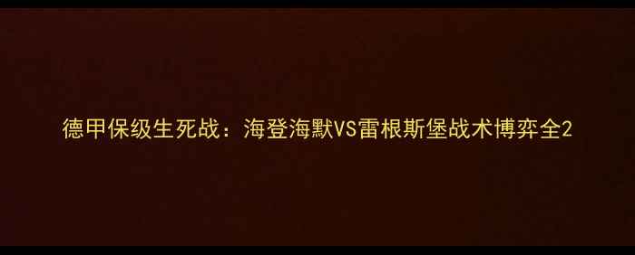 图片 德甲保级生死战：海登海默VS雷根斯堡战术博弈全2