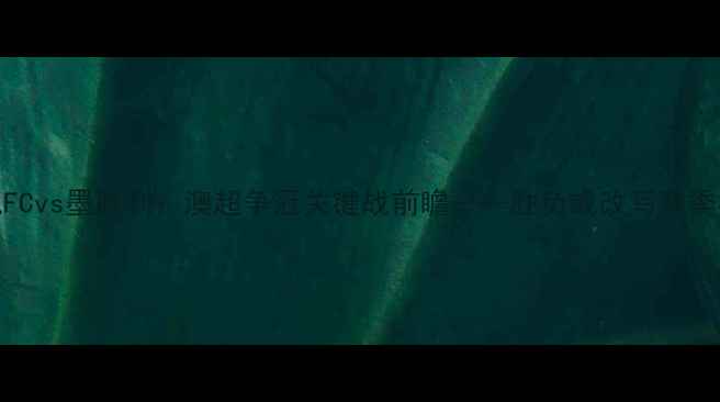 图片 悉尼FCvs墨胜利：澳超争冠关键战前瞻——胜负或改写赛季格局
