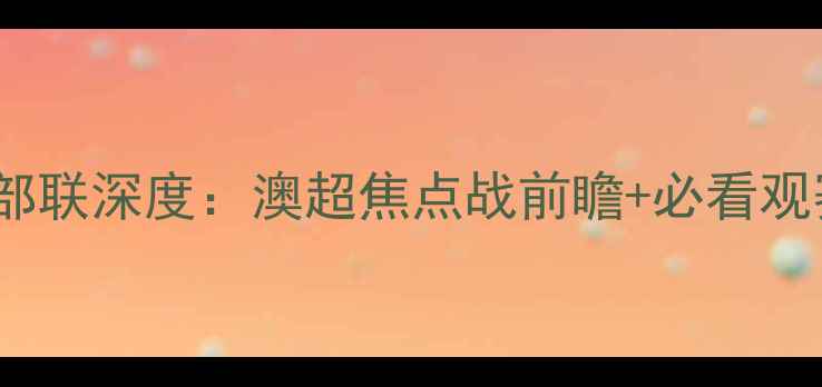 图片 悉尼FCvs西部联深度：澳超焦点战前瞻+必看观赛攻略🔥💥2
