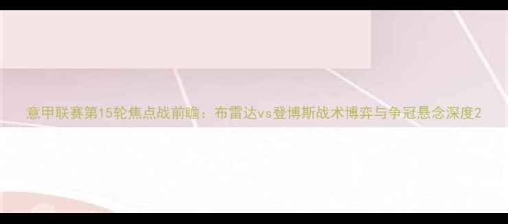 图片 意甲联赛第15轮焦点战前瞻：布雷达vs登博斯战术博弈与争冠悬念深度2