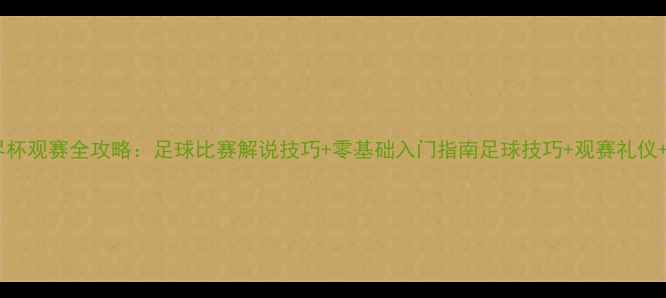 图片 新手必看世界杯观赛全攻略：足球比赛解说技巧+零基础入门指南足球技巧+观赛礼仪+赛事分析全2