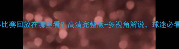 图片 欧洲杯比赛回放在哪里看？高清完整版+多视角解说，球迷必看指南1