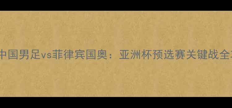 图片 深度中国男足vs菲律宾国奥：亚洲杯预选赛关键战全攻略2