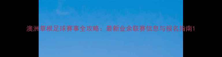图片 澳洲草根足球赛事全攻略：最新业余联赛信息与报名指南1