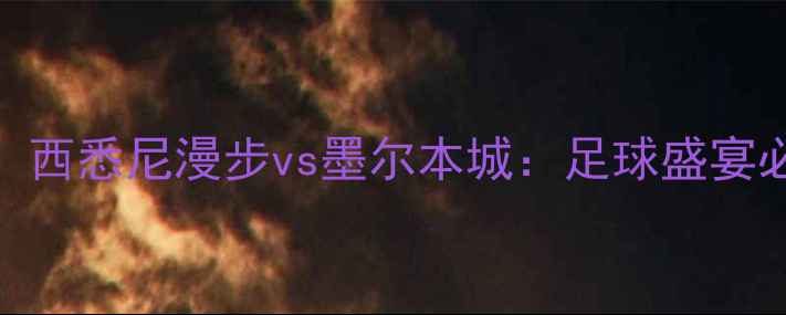 图片 澳超巅峰对决！西悉尼漫步vs墨尔本城：足球盛宴必看攻略+深度1