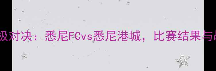 图片 澳超杯赛终极对决：悉尼FCvs悉尼港城，比赛结果与战术全回顾1