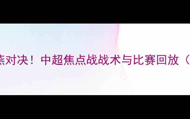 图片 申花VS国安雨燕对决！中超焦点战战术与比赛回放（附完整集锦）1