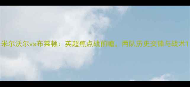 图片 米尔沃尔vs布莱顿：英超焦点战前瞻，两队历史交锋与战术1