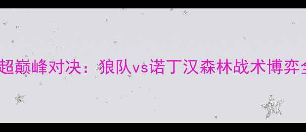 图片 英超巅峰对决：狼队vs诺丁汉森林战术博弈全2