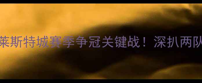 图片 英超焦点战：狼队vs莱斯特城赛季争冠关键战！深扒两队战术博弈与争冠密码