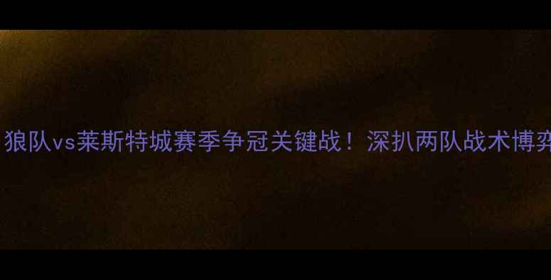 图片 英超焦点战：狼队vs莱斯特城赛季争冠关键战！深扒两队战术博弈与争冠密码1