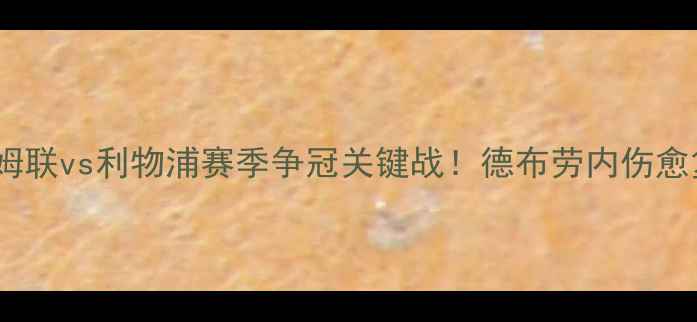 图片 英超焦点战：西汉姆联vs利物浦赛季争冠关键战！德布劳内伤愈复出能否率队登顶1