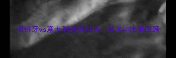 图片 西班牙vs意大利经典对决：战术与比赛回顾