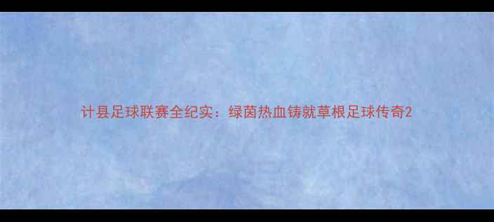 图片 计县足球联赛全纪实：绿茵热血铸就草根足球传奇2