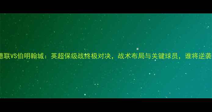 图片 谢菲尔德联VS伯明翰城：英超保级战终极对决，战术布局与关键球员，谁将逆袭保级？2