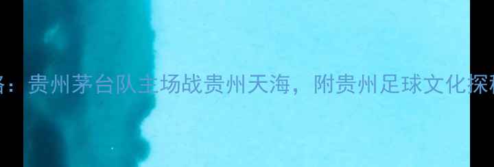 图片 贵州足球赛观赛攻略：贵州茅台队主场战贵州天海，附贵州足球文化探秘+交通住宿全指南2