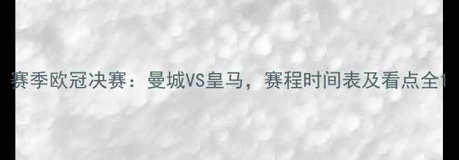图片 赛季欧冠决赛：曼城VS皇马，赛程时间表及看点全1