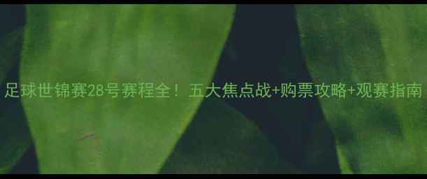 图片 足球世锦赛28号赛程全！五大焦点战+购票攻略+观赛指南
