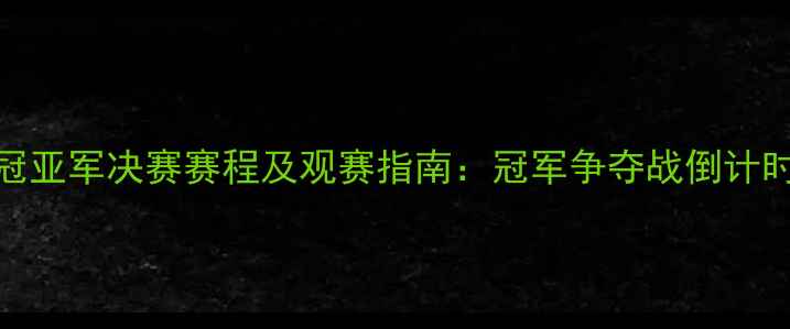 图片 足球冠亚军决赛赛程及观赛指南：冠军争夺战倒计时开启