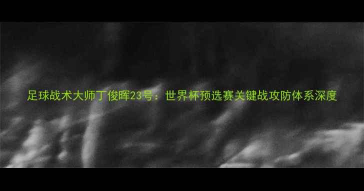图片 足球战术大师丁俊晖23号：世界杯预选赛关键战攻防体系深度