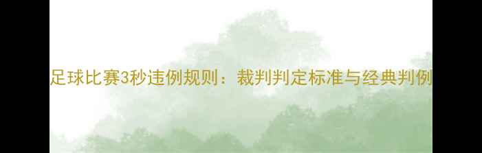 图片 足球比赛3秒违例规则：裁判判定标准与经典判例