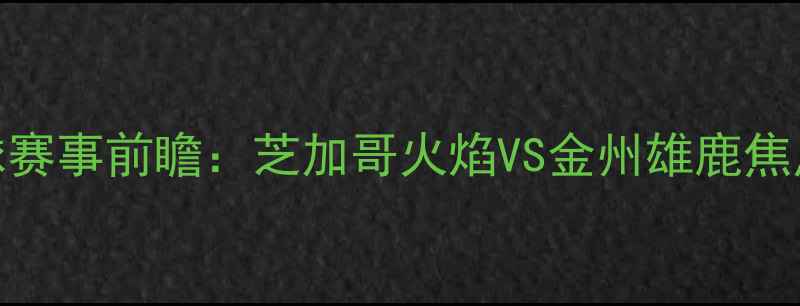 图片 足球赛事前瞻：芝加哥火焰VS金州雄鹿焦点战
