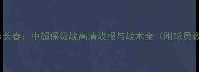 图片 辽宁开新vs长春：中超保级战高清战报与战术全（附球员数据统计）1