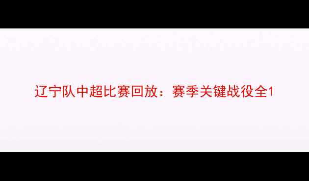 图片 辽宁队中超比赛回放：赛季关键战役全1